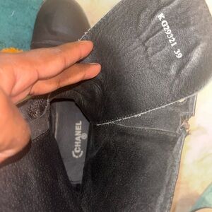 CHANEL Black Leather Ankle Boots